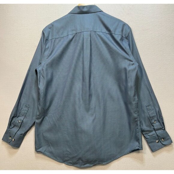 Joseph A Banks Men's Travelers Collection Tailored Fit Shirt Size M Blue Plaid - Picture 2 of 12